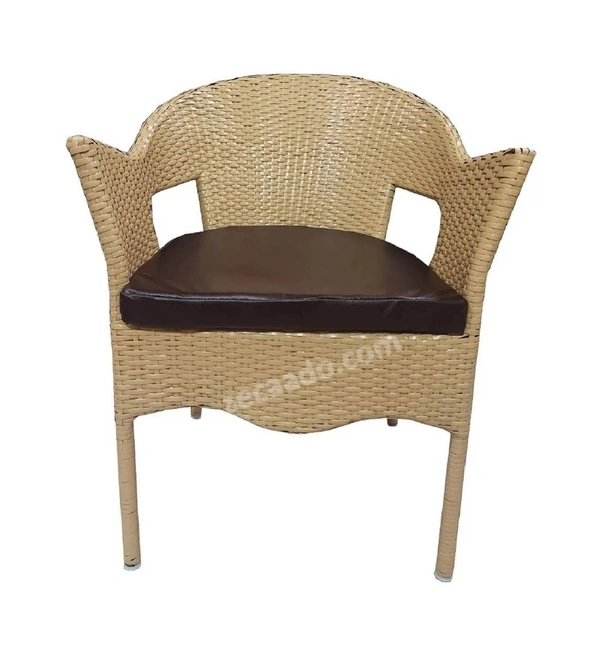 Zecado Carol 2 Seater Patio Dining Set with Brown Cushions in Fawn Corduroy Finish - Fawn, Brown