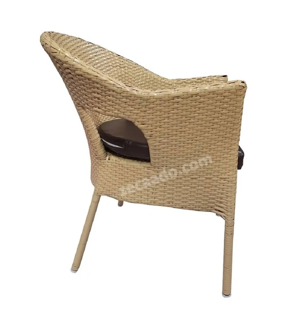 Zecado Carol 2 Seater Patio Dining Set with Brown Cushions in Fawn Corduroy Finish - Fawn, Brown