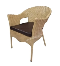 Zecado Carol 2 Seater Patio Dining Set with Brown Cushions in Fawn Corduroy Finish - Fawn, Brown