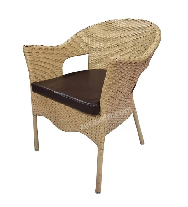 Zecado Carol 2 Seater Patio Dining Set with Brown Cushions in Fawn Corduroy Finish - Fawn, Brown