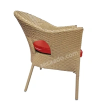Zecado Carol 4 Seater Patio Dining Set with Red Cushions in Fawn Corduroy Finish - Fawn, Red