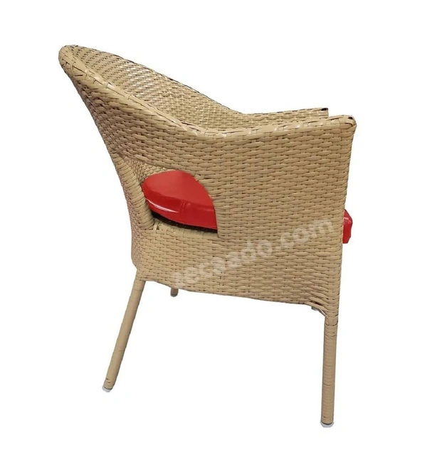 Zecado Carol 4 Seater Patio Dining Set with Red Cushions in Fawn Corduroy Finish - Fawn, Red
