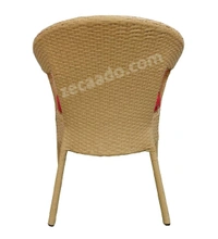 Zecado Carol 4 Seater Patio Dining Set with Red Cushions in Fawn Corduroy Finish - Fawn, Red