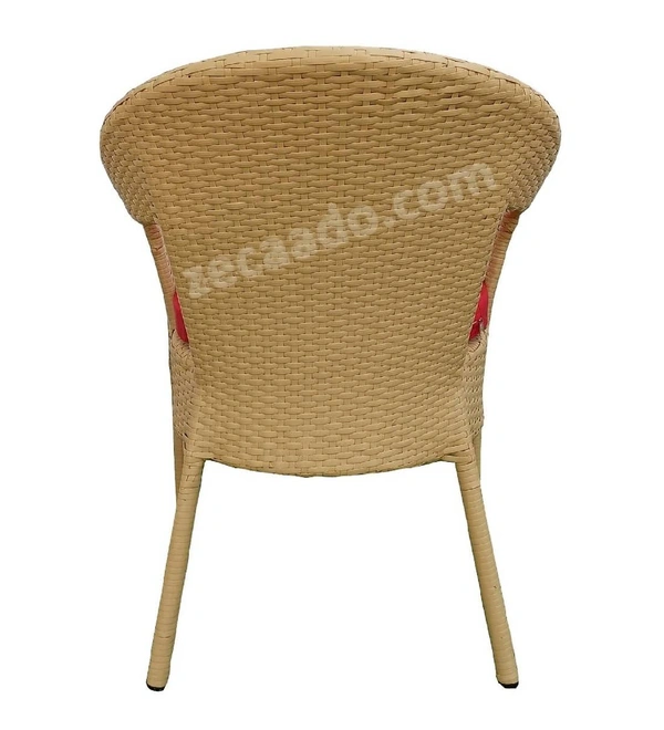 Zecado Carol 4 Seater Patio Dining Set with Red Cushions in Fawn Corduroy Finish - Fawn, Red