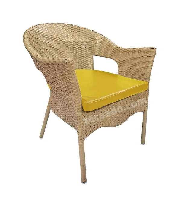 Zecado Carol 2 Seater Patio Dining Set with Yellow Cushions in Fawn Corduroy Finish - Fawn, Yellow