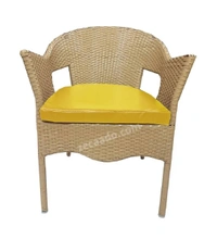 Zecado Carol 2 Seater Patio Dining Set with Yellow Cushions in Fawn Corduroy Finish - Fawn, Yellow