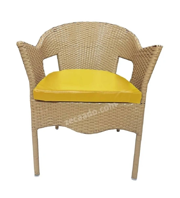 Zecado Carol 2 Seater Patio Dining Set with Yellow Cushions in Fawn Corduroy Finish - Fawn, Yellow