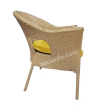 Zecado Carol 2 Seater Patio Dining Set with Yellow Cushions in Fawn Corduroy Finish - Fawn, Yellow
