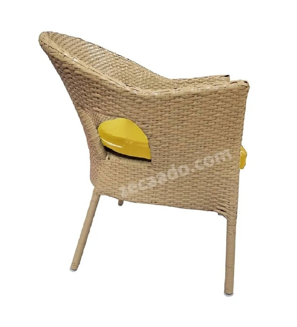 Zecado Carol 2 Seater Patio Dining Set with Yellow Cushions in Fawn Corduroy Finish - Fawn, Yellow