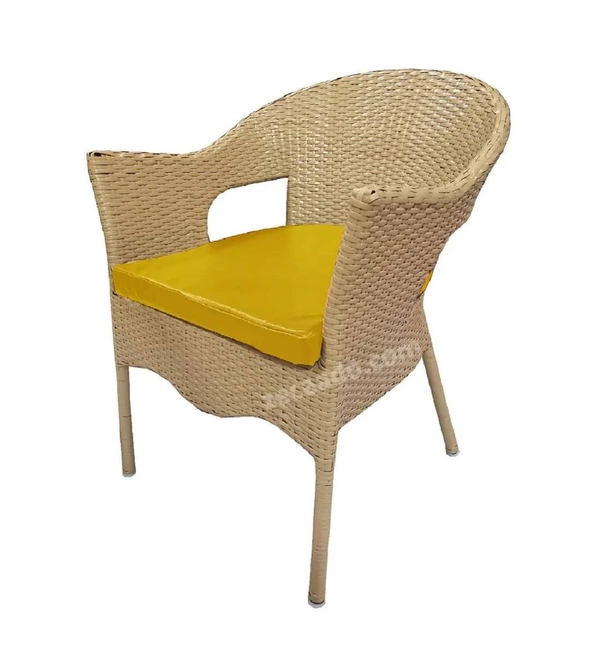 Zecado Carol 2 Seater Patio Dining Set with Yellow Cushions in Fawn Corduroy Finish - Fawn, Yellow