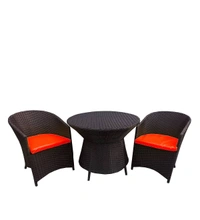 Zecado Choco Mocha 2 Seater Patio Coffee Table Set in Brown Corduroy Finish with Red Cushion - Brown, Red