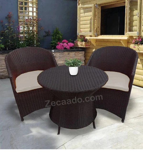 Zecado Choco Mocha 2 Seater Patio Coffee Table Set in Brown Corduroy Finish with Off-White Cushion - Brown, Off-White