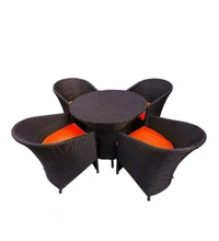 Zecado Choco Mocha 4 Seater Patio Coffee Table Set in Brown Corduroy Finish with Red Cushion - Brown, Red