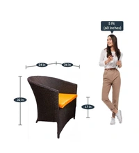 Zecado Choco Mocha 2 Seater Patio Coffee Table Set in Brown Corduroy Finish with Orange Cushion - Brown, Orange
