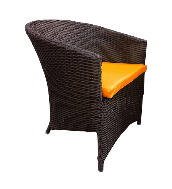 Zecado Choco Mocha 2 Seater Patio Coffee Table Set in Brown Corduroy Finish with Orange Cushion - Brown, Orange
