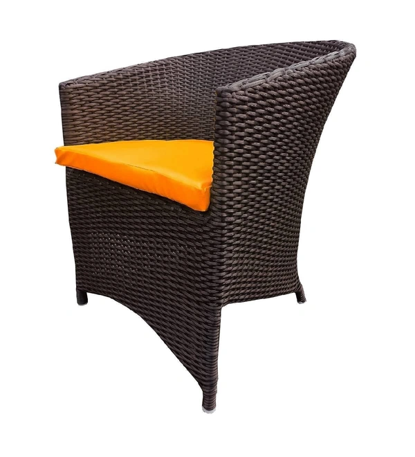 Zecado Choco Mocha 2 Seater Patio Coffee Table Set in Brown Corduroy Finish with Orange Cushion - Brown, Orange