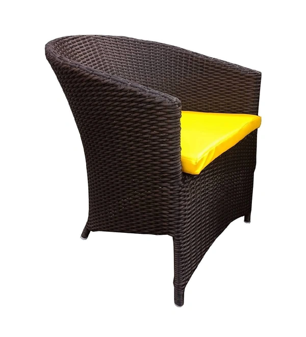Zecado Choco Mocha 4 Seater Patio Coffee Table Set in Brown Corduroy Finish with Yellow Cushion - Brown, Yellow
