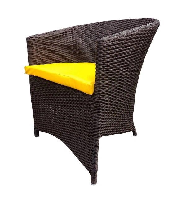 Zecado Choco Mocha 4 Seater Patio Coffee Table Set in Brown Corduroy Finish with Yellow Cushion - Brown, Yellow