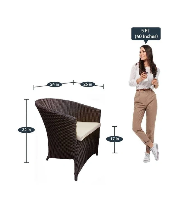 Zecado Choco Mocha 2 Seater Patio Coffee Table Set in Brown Corduroy Finish with Off-White Cushion - Brown, Off-White