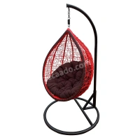 Zecado Daisy Garden swing chair in Red & Black with Brown Cushion - Black