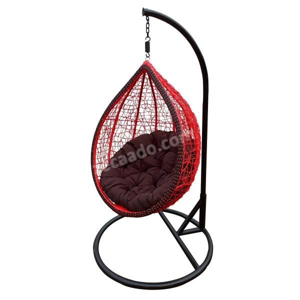 Zecado Daisy Garden swing chair in Red & Black with Brown Cushion - Red