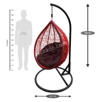 Zecado Daisy Garden swing chair in Red & Black with Brown Cushion - Black