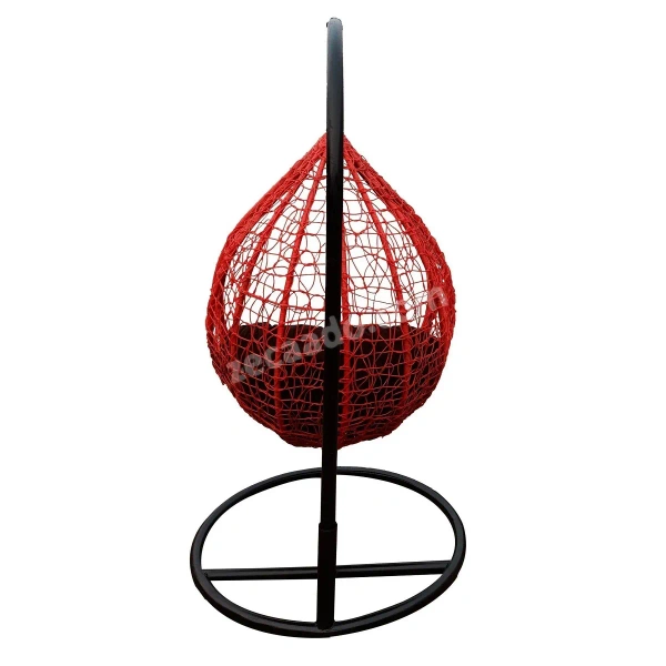 Zecado Daisy Garden swing chair in Red & Black with Brown Cushion - Red