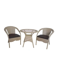Zecado Diva 2 Seater Patio Set with Round Coffee Table in Honey & Black Corduroy Finish - Fawn & Black