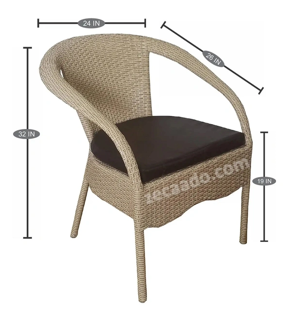 Zecado Diva 2 Seater Patio Set with Round Coffee Table in Honey & Black Corduroy Finish - Fawn & Black
