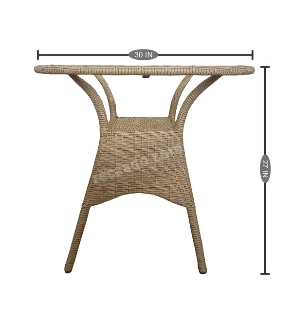 Zecado Diva 2 Seater Patio Set with Round Coffee Table in Honey & Black Corduroy Finish - Fawn & Black