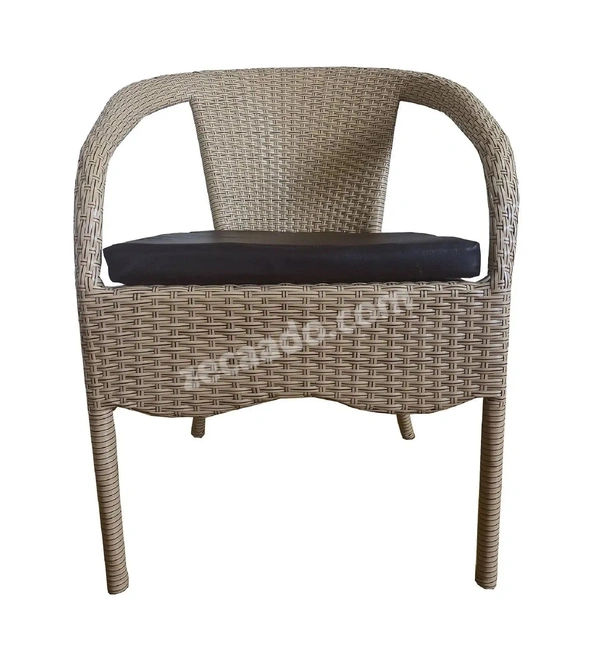 Zecado Diva 2 Seater Patio Set with Round Coffee Table in Honey & Black Corduroy Finish - Fawn & Black