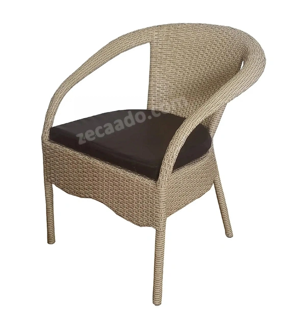 Zecado Diva 2 Seater Patio Set with Round Coffee Table in Honey & Black Corduroy Finish - Fawn & Black