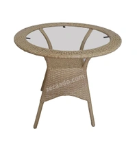 Zecado Diva 2 Seater Patio Set with Round Coffee Table in Honey & Black Corduroy Finish - Fawn & Black