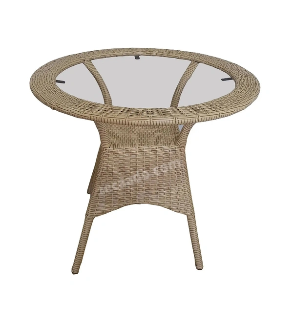 Zecado Diva 2 Seater Patio Set with Round Coffee Table in Honey & Black Corduroy Finish - Fawn & Black