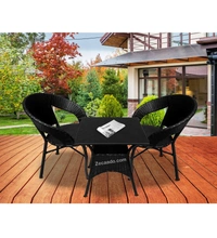 Zecado Ebony 2 seater Patio Coffee Table Set In Black Corduroy Finish - Black