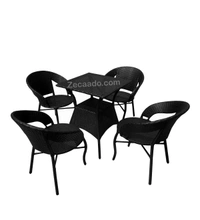 Zecado Ebony 4 seater Patio Coffee Table Set In Black Corduroy Finish - Black