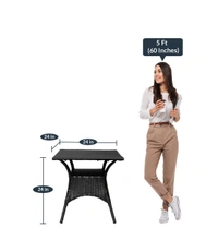 Zecado Ebony 4 seater Patio Coffee Table Set In Black Corduroy Finish - Black