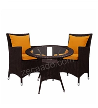 Zecado Elvis 2 Seater Wicker Lawn Chair Set in Brown Corduroy Finish with Orange Cushions - Brown, Orange