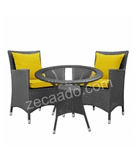Zecado Elvis 2 Seater Wicker Lawn Chair Set in Grey Corduroy Finish with Yellow Cushions - Grey, Yellow