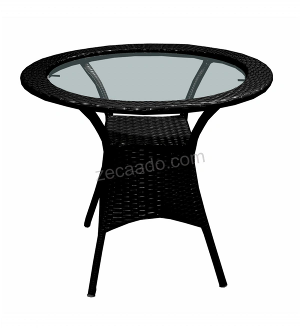 Zecado Elvis 4 Seater Wicker Lawn Chair Set in Black Corduroy Finish with Orange Cushions - Black, Orange