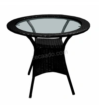 Zecado Elvis 4 Seater Wicker Lawn Chair Set in Black Corduroy Finish with Red Cushions - Black, Red