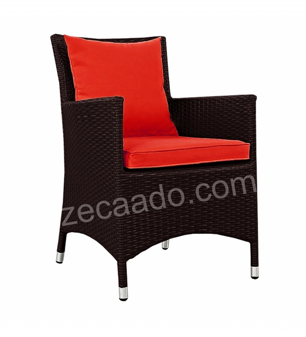 Zecado Elvis 2 Seater Wicker Lawn Chair Set in Brown Corduroy Finish with Red Cushions - Brown, Red