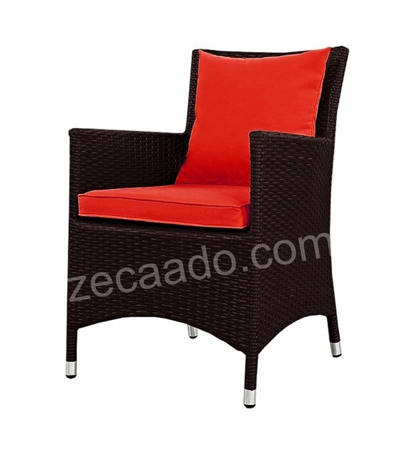 Zecado Elvis 2 Seater Wicker Lawn Chair Set in Brown Corduroy Finish with Red Cushions - Brown, Red