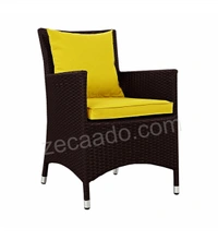 Zecado Elvis 2 Seater Wicker Lawn Chair Set in Brown Corduroy Finish with Yellow Cushions - Brown, Yellow