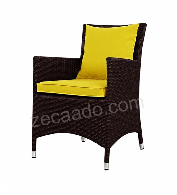 Zecado Elvis 2 Seater Wicker Lawn Chair Set in Brown Corduroy Finish with Yellow Cushions - Brown, Yellow