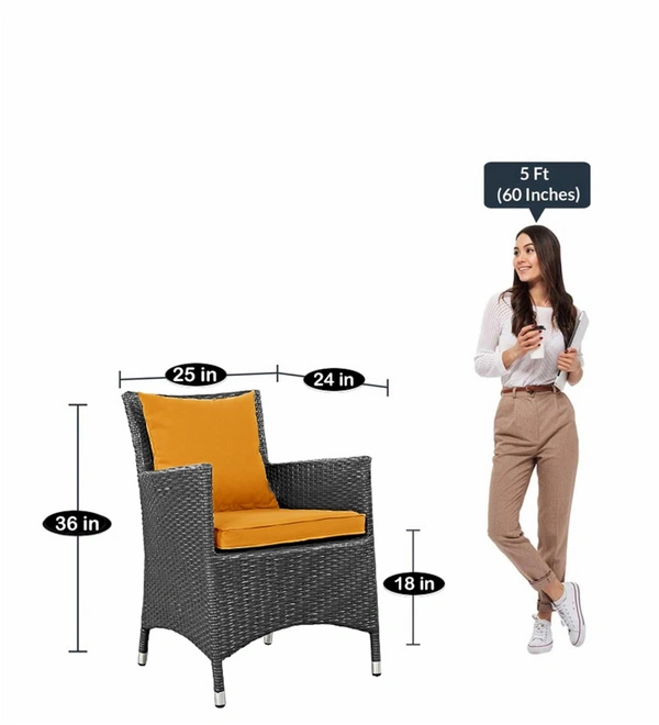 Zecado Elvis 2 Seater Wicker Lawn Chair Set in Grey Corduroy Finish with Orange Cushions - Grey, Orange