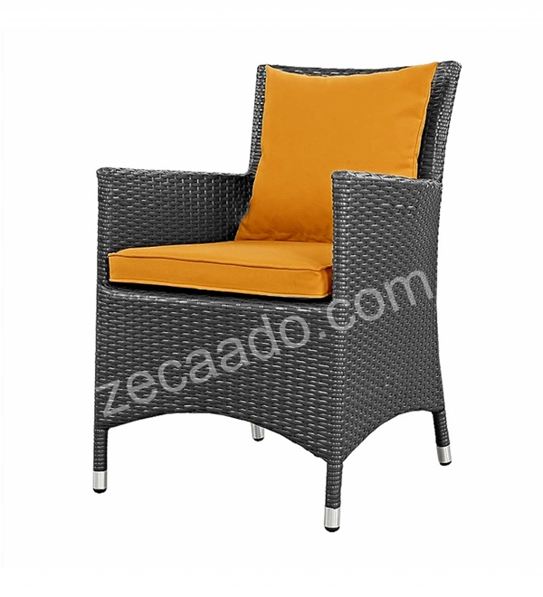 Zecado Elvis 2 Seater Wicker Lawn Chair Set in Grey Corduroy Finish with Orange Cushions - Grey, Orange