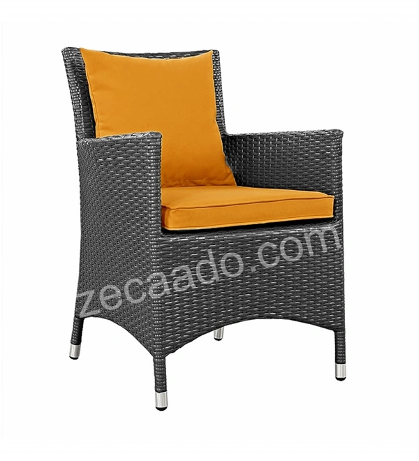 Zecado Elvis 2 Seater Wicker Lawn Chair Set in Grey Corduroy Finish with Orange Cushions - Grey, Orange