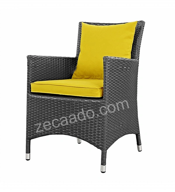 Zecado Elvis 2 Seater Wicker Lawn Chair Set in Grey Corduroy Finish with Yellow Cushions - Grey, Yellow