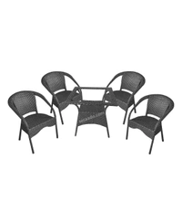 Zecado Enigma 4 Seater Patio Set with Square Coffee Table in Black & White Corduroy Finish - Black & White